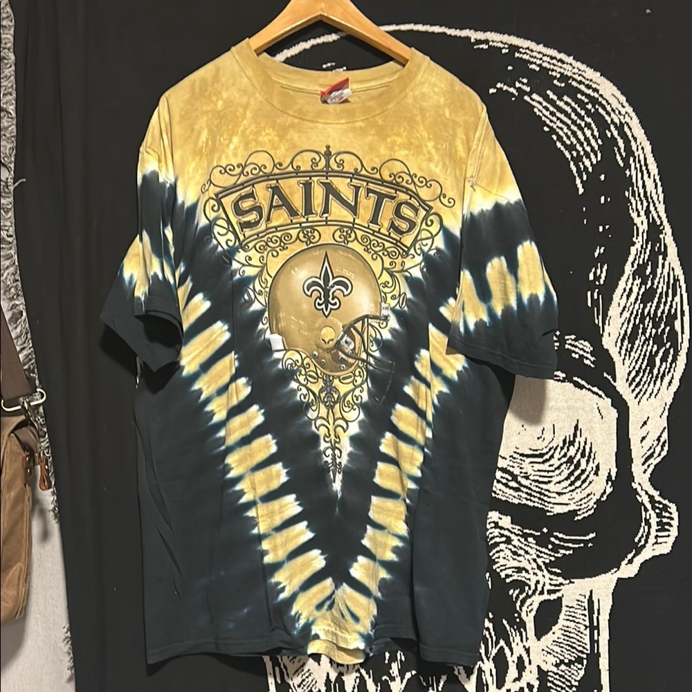 NFL Saints Tie-Dye Shirt - Gold and Black